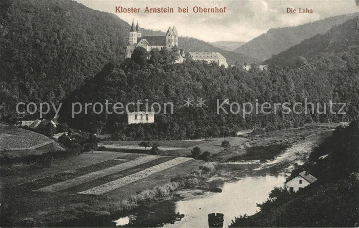 Obernhof Lahn Landschaftspanorama mit Blick zum Kloster Arnstein