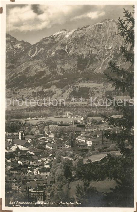 Bad Reichenhall Blick ins Tal mit Zwiesel und Hochstaufen Chiemgauer Alpen