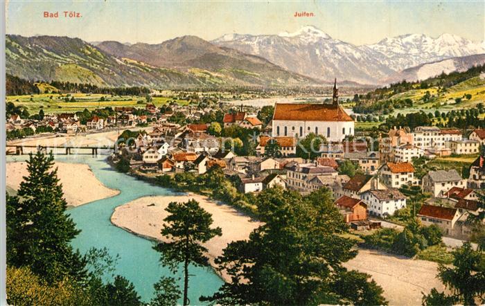 Bad Toelz Gesamtansicht mit Blick zum Juifen Alpen