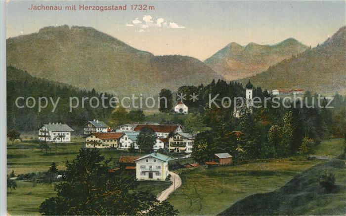 Jachenau Ansicht mit Kirche Blick zum Herzogsstand