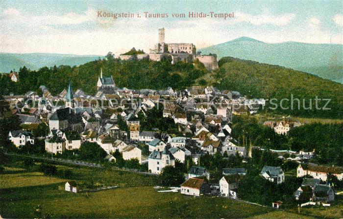 Koenigstein Taunus Panorama Blick vom Hildatempel Burgruine