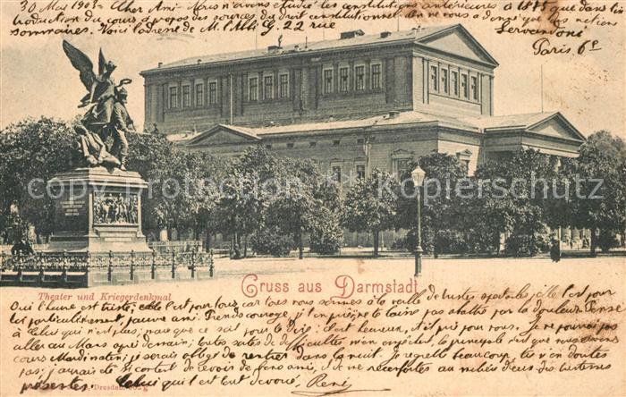 Darmstadt Theater und Kriegerdenkmal Deutsche Reichspost