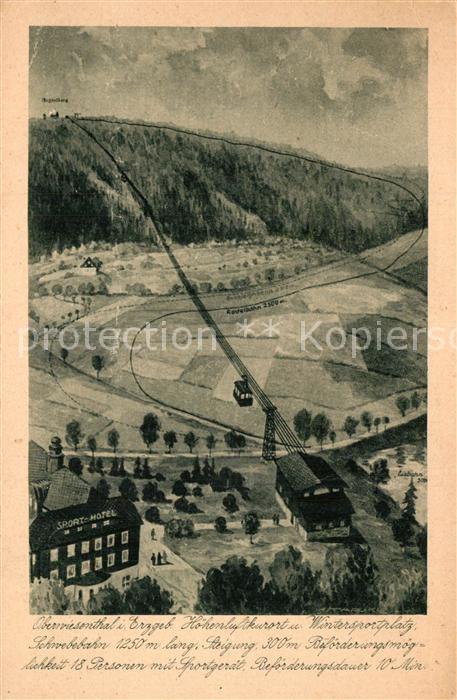 Oberwiesenthal Erzgebirge Schwebebahn Sporthotel Kuenstlerkarte