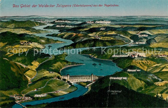 Waldeck Edersee Gebiet der Waldecker Talsperre Edertalsperre aus der Vogelschau