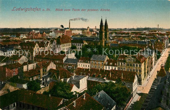 Ludwigshafen Rhein Panorama Blick vom Turm der protestantischen Kirche