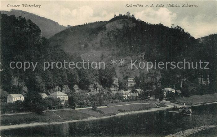Schmilka Blick ueber die Elbe Grosser Winterberg