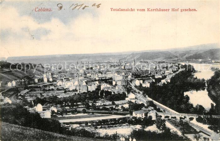 Koblenz Rhein Totalansicht vom Karthaeuser Hof gesehen