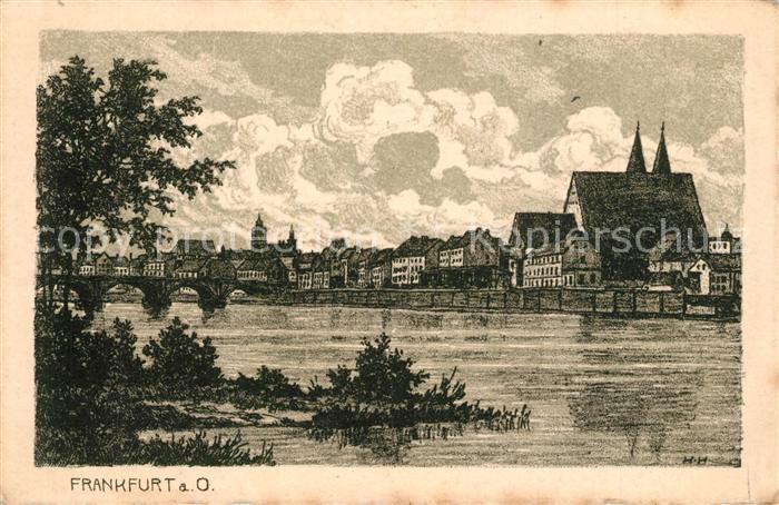 Frankfurt Oder Partie an der Oder Kuenstlerkarte
