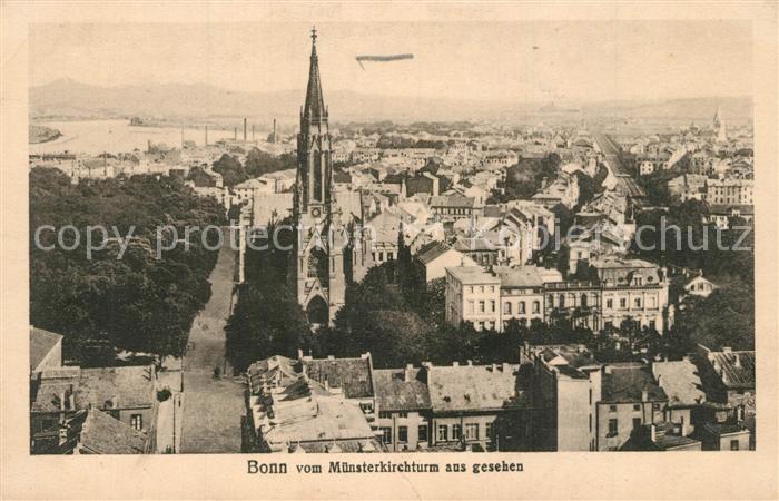 Bonn Rhein Stadtpanorama vom Muensterkirchturm aus gesehen