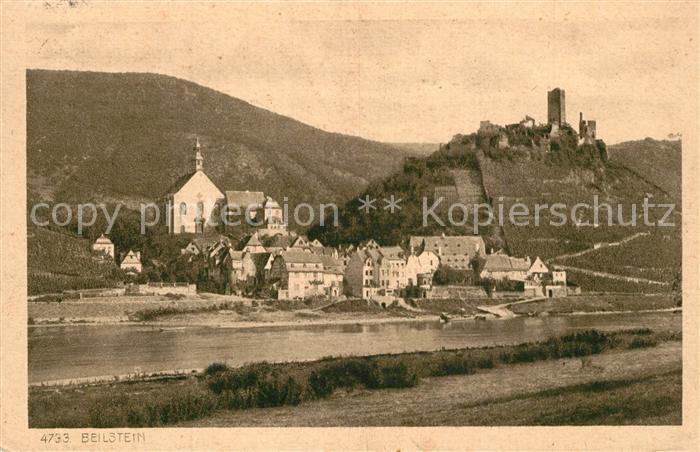 Beilstein Mosel Blick ueber die Mosel Burgruine