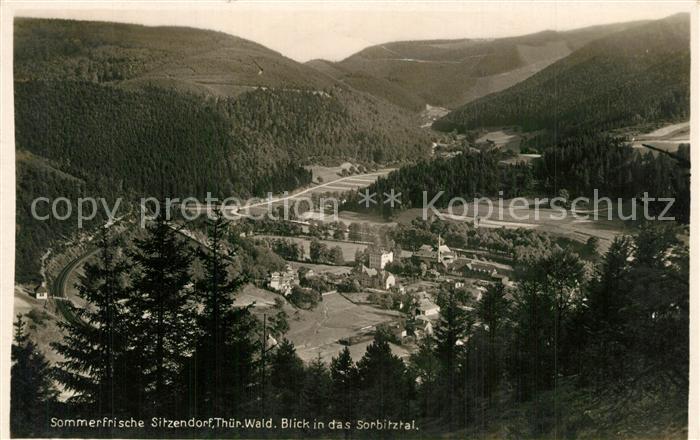 Sitzendorf Thueringen Panorama Blick ins Sorbitztal Thueringer Wald