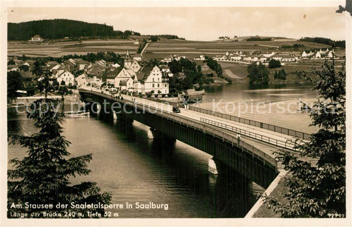 Saalburg Saale Am Stausee der Saaletalsperre Bruecke