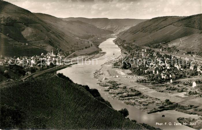 Alf Mosel Panorama Moseltal mit Alf und Bullay