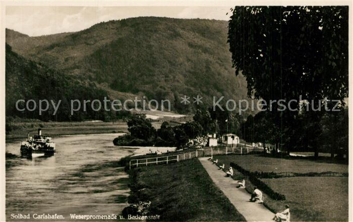Bad Karlshafen Weserpromenade und Badeanstalt Dampfer