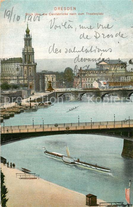 Dresden Carolabruecke Theaterplatz Kirche