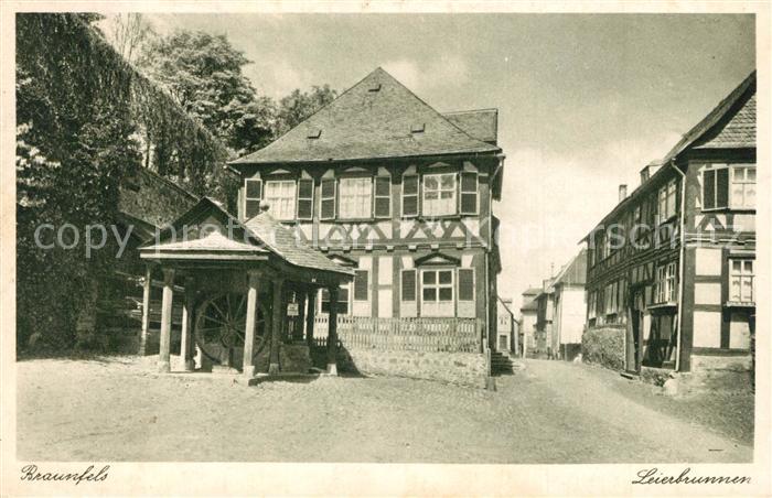 Braunfels Leierbrunnen Fachwerkhaeuser Kupfertiefdruck