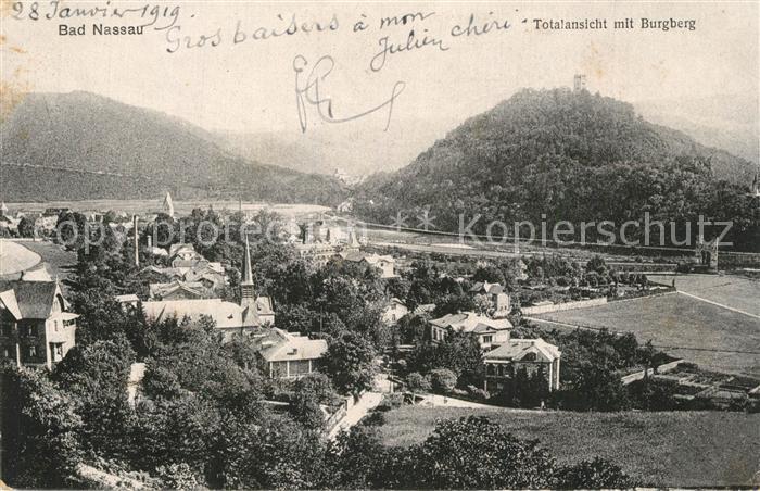 Bad Nassau Totalansicht mit Burgberg