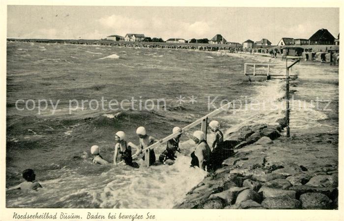 Buesum Nordseebad Badestrand Baden bei bewegter See