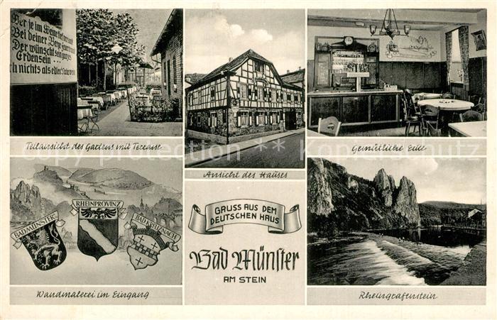Bad Muenster Stein Ebernburg Gasthaus Deutsches Haus Fachwerkhaus Wappen Rheingr