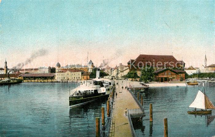 Konstanz Bodensee Panorama vom Leuchtturm Hafen Dampfer