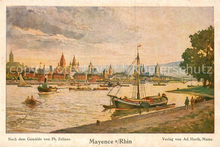 Mayence Mainz Nach Gemaelde von Ph. Zeltner Kuenstlerkarte