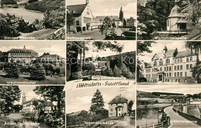 Attendorn Stausee Ahausen Rathausplatz Wallfahrtskapelle Ursulinenkloster