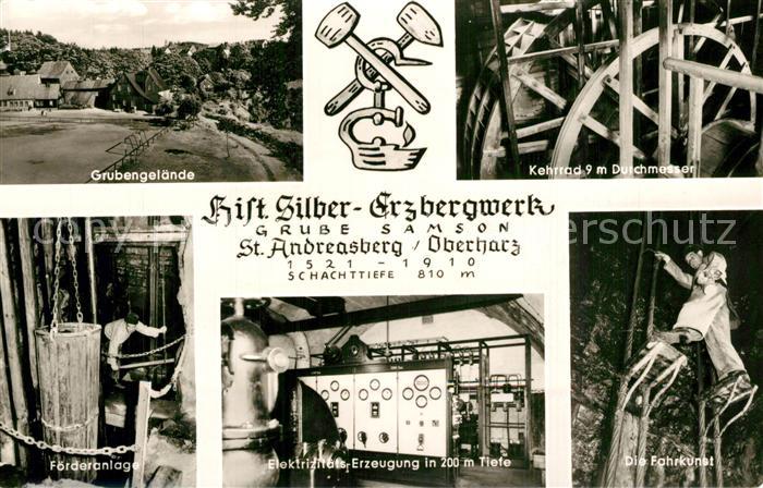 St Andreasberg Harz Grubengelaende Kehrrad 9 m Durchmesser Foerderanlage Fahrkun