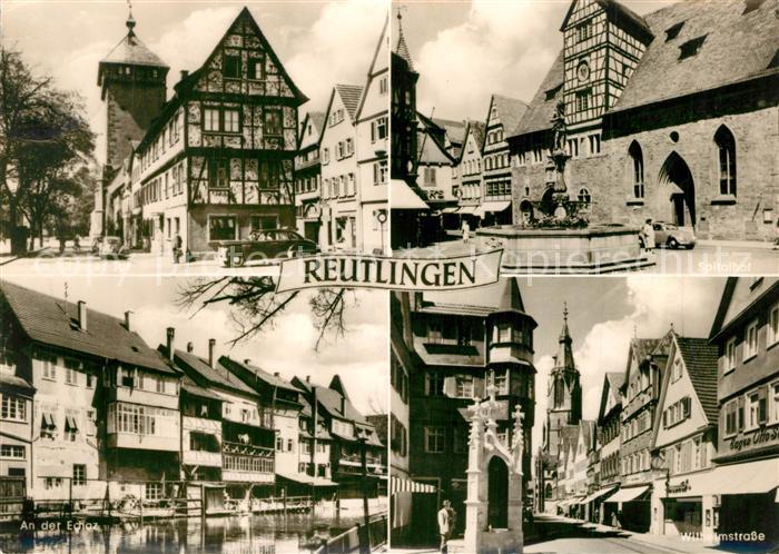 Reutlingen BW Wilhelmstrasse An der Echaz Rathaus Brunnen