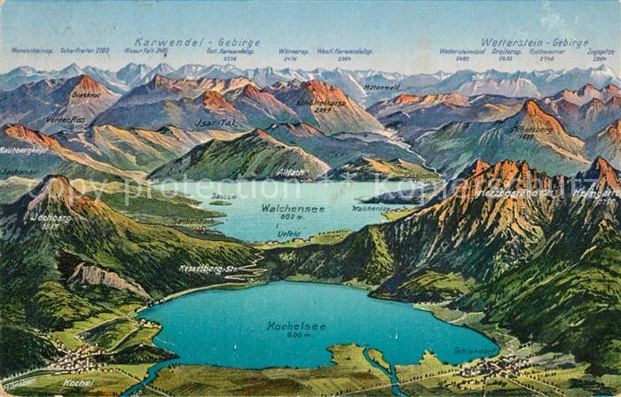 Kochel See Walchenseegebiet Fliegeraufnahme