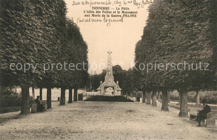 Tonnerre Le Patis Allee des Pollus Monument aux Marts de la Guerre