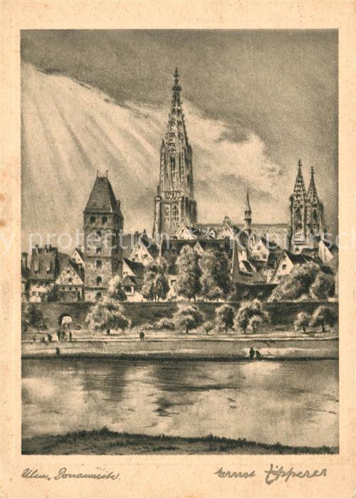 Ulm Donau Muenster Kuenstlerkarte