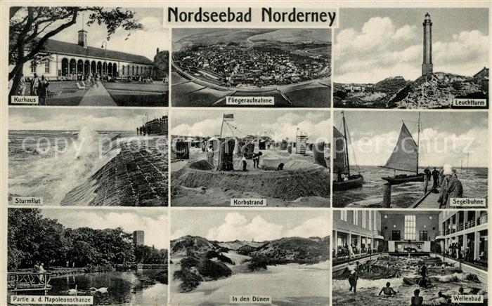 Norderney Nordseebad Kurhaus Leuchtturm Korbstrand Wellenbad