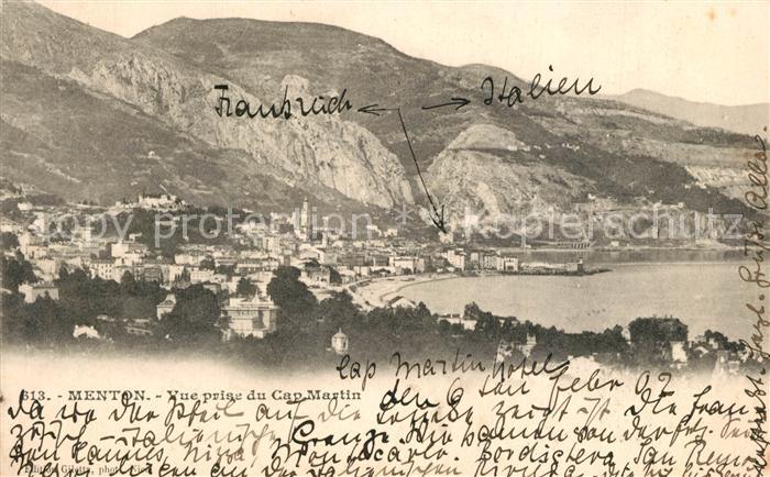 Menton Alpes Maritimes Vue prise du Cap Martin