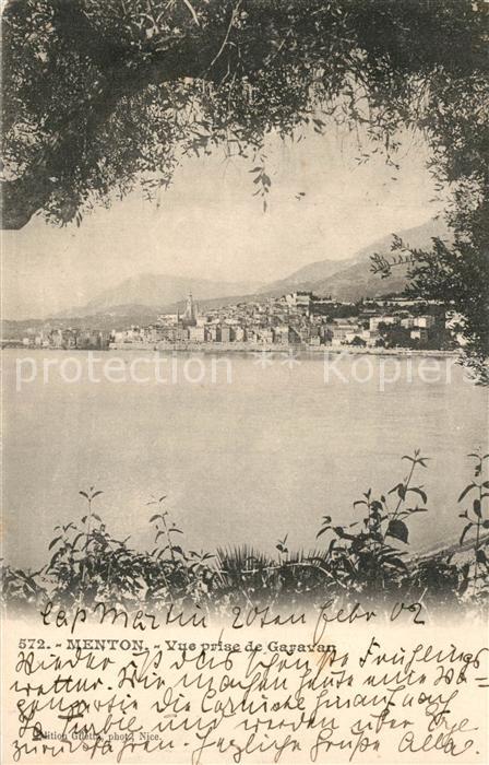 Menton Alpes Maritimes Vue prise de Garavan