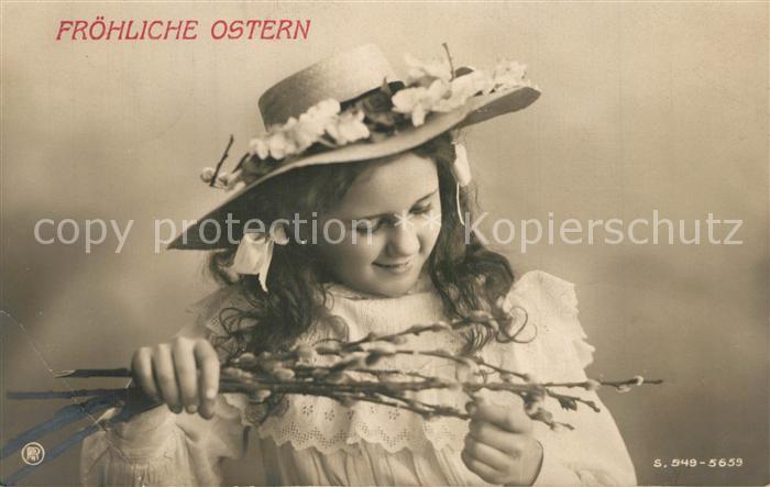 Foto RPH Nr. 549-5659 Ostern M?dchen Hut Weidenk?tzc