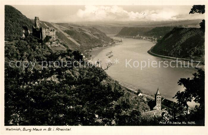 Foto Zeitz F.G. Nr. 1496 Wellmich Burg Maus Rheintal