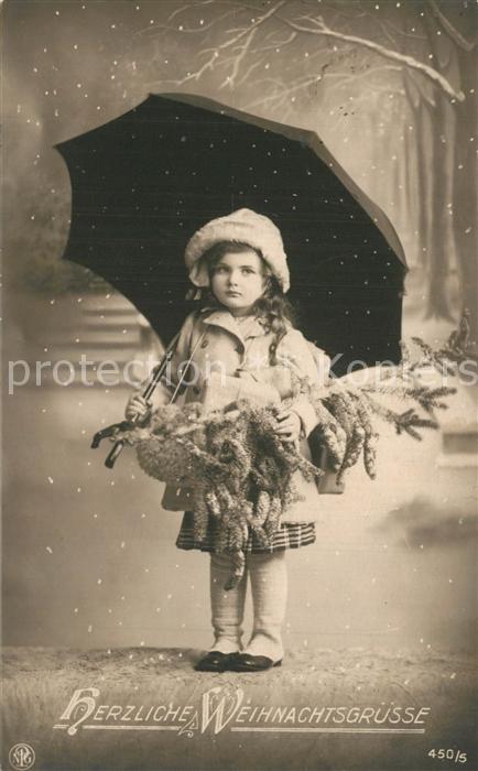 Foto NPG Nr. 450/5 Weihnachten Kind Regenschirm