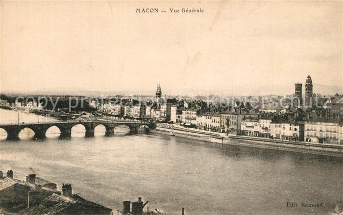 Macon 71 Vue Generale sur la ville et pont sur l