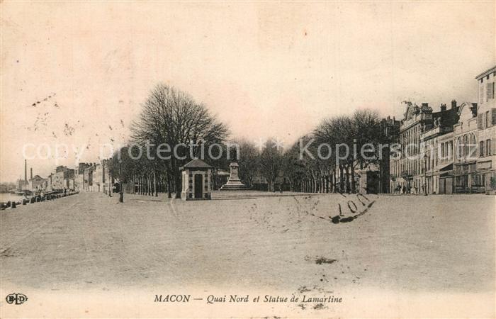 Macon 71 Quai Nord et Statue de Lamartine