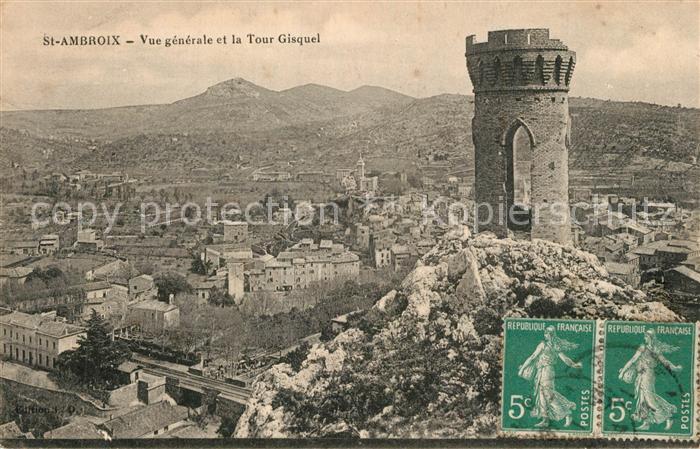 Saint-Ambroix Gard Vue Generale et la Tour Gisquel