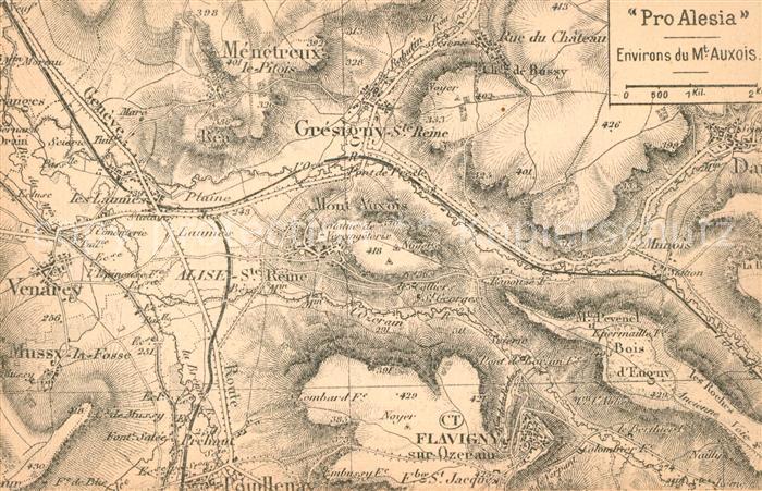 Alesia(Roman War) Alise-Sainte-Reine Landkarte der Region