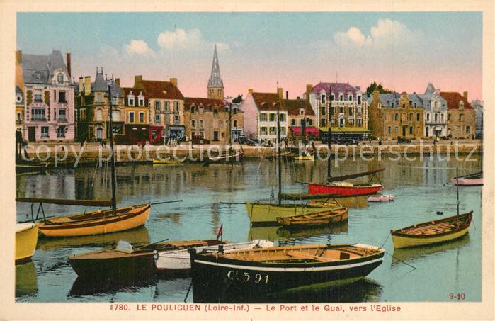 Le Pouliguen Le port et le quai vers l'Eglise bâteau