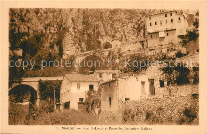 Menton Alpes Maritimes Pont Saint Louis et Poste des Douaniers Italiens