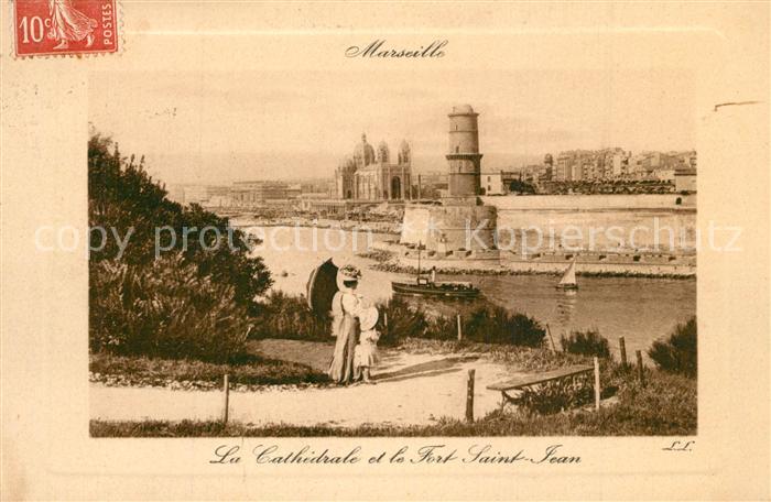 Marseille Bouches-du-Rhone Cathedrale et Fort Saint Jean