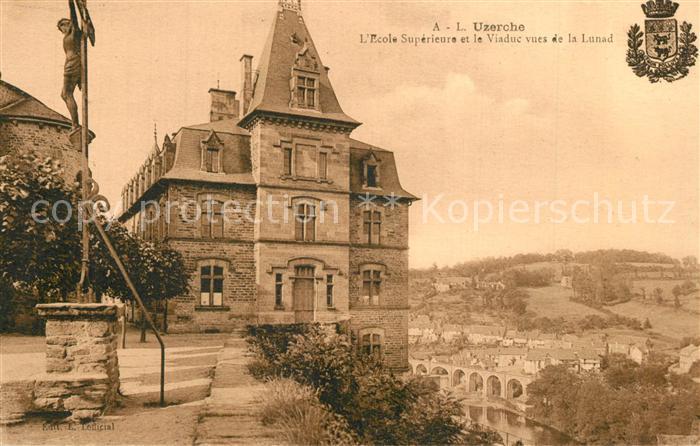 Uzerche Ecole Superieure et Viaduc vues de la L