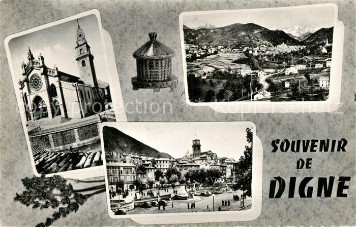 Digne-les-Bains Souvenir de la ville Eglise Place Alpes