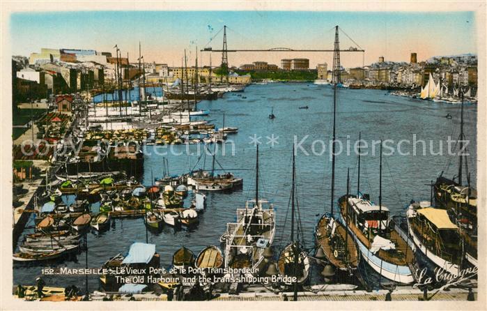 Marseille Bouches-du-Rhone Vieux port et Pont Transbordeur Bateaux