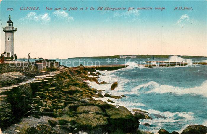 Cannes Alpes-Maritimes Vue sur la Jetée Ile Sainte Marguerite par mauvais temps