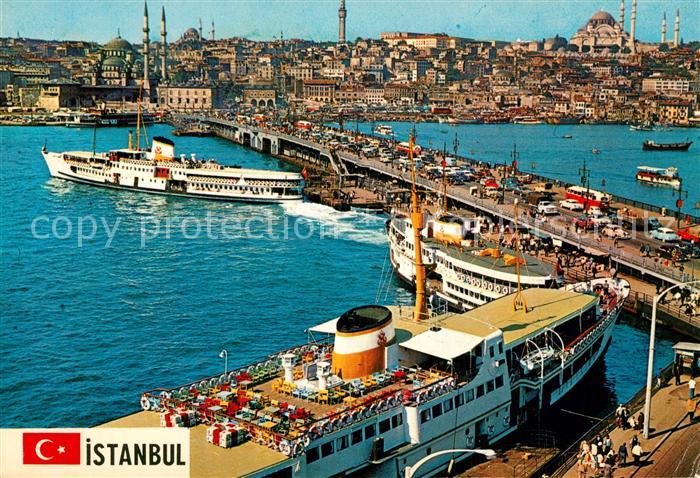 Istanbul Constantinopel Galatabruecke Neue Moschee und Sueleymaniye
