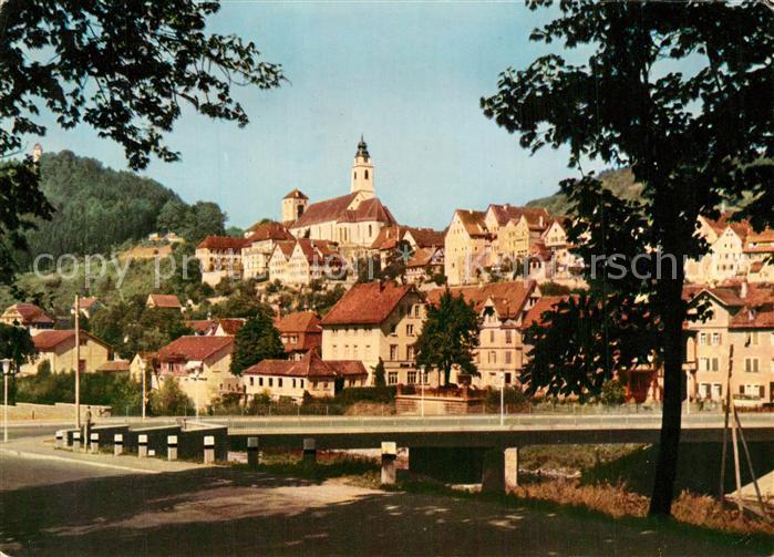 Horb Neckar Neckarbruecke Stadtansicht mit Kirche